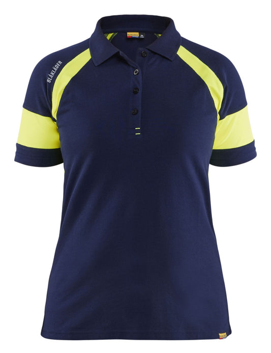 Blaklader Profiel Visible Dames Poloshirt 35291050 HiVis marineblauw-fluo geel(8933)