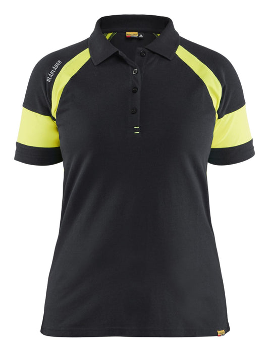 Blaklader Profiel Visible Dames Poloshirt 35291050 HiVis zwart-fluo geel(9933)