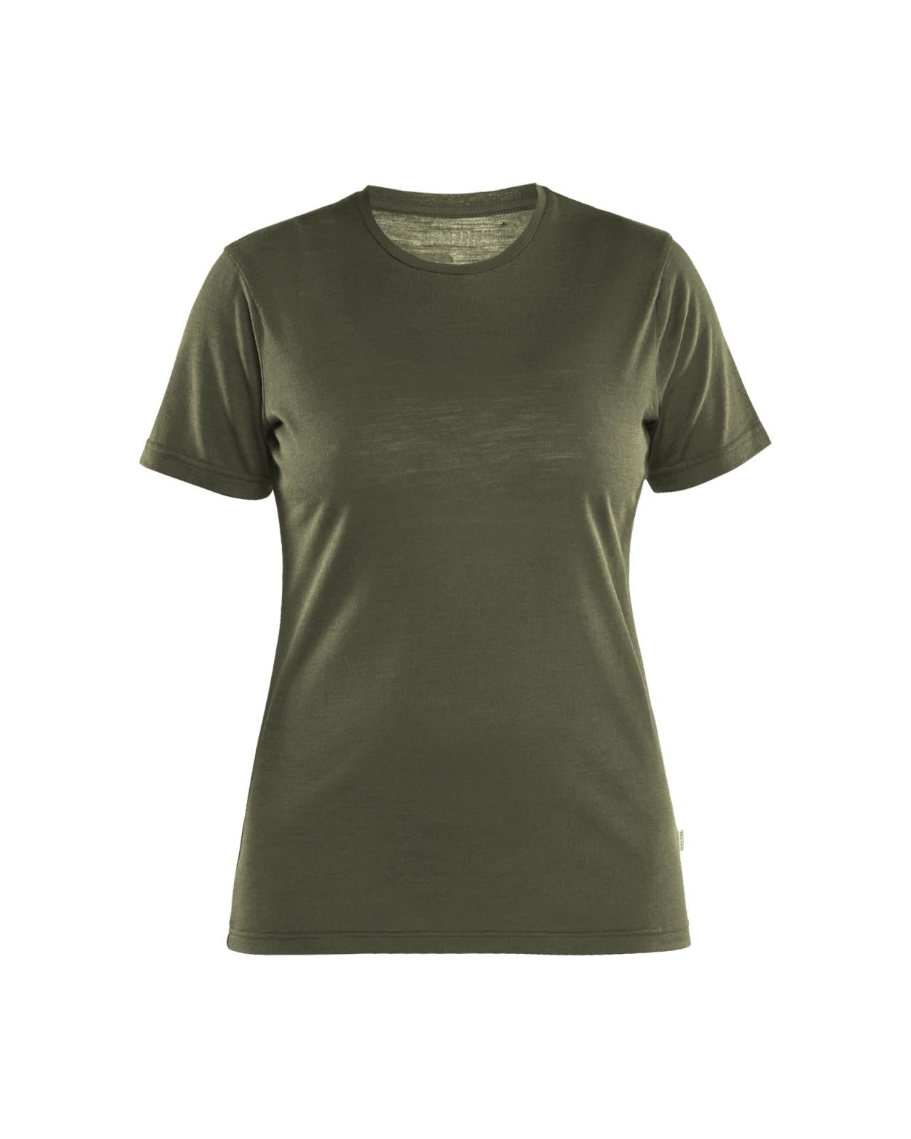 Blaklader Profiel Dames T-shirt 35371743 merinowol donker herfstgroen(4209)