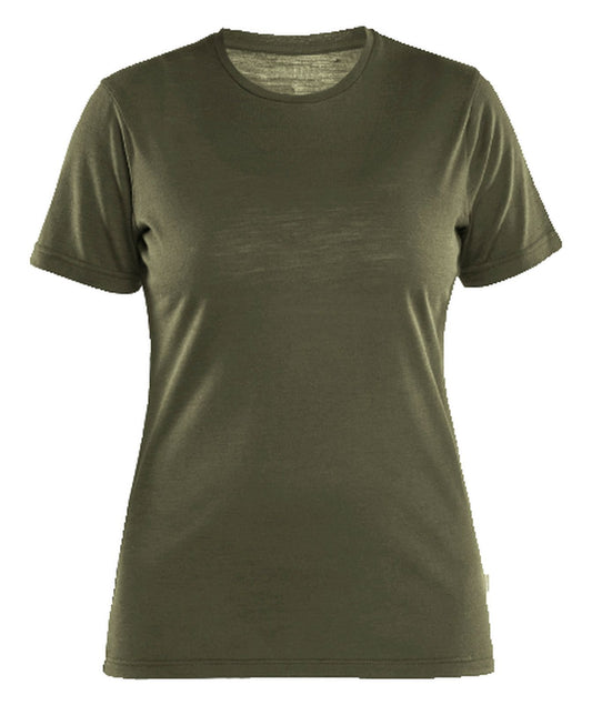 Blaklader Profiel Dames T-shirt 35371743 merinowol donker herfstgroen(4209)
