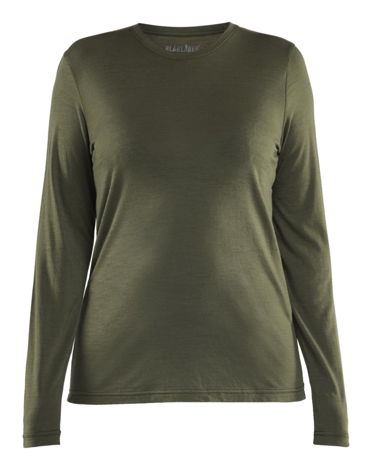 Blaklader Dames T-shirt 35391743 lange mouwen merinowol donker herfstgroen(4209)