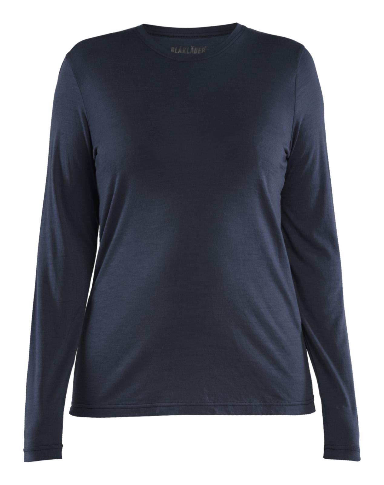 Blaklader Dames T-shirt 35391743 lange mouwen merinowol donker marineblauw(8600)