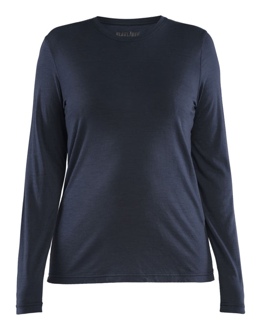 Blaklader Dames T-shirt 35391743 lange mouwen merinowol donker marineblauw(8600)