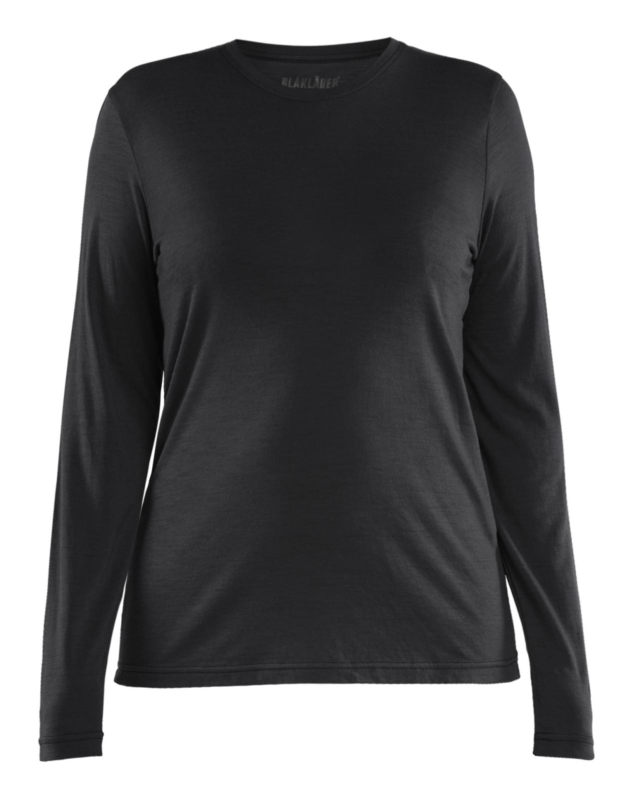 Blaklader Dames T-shirt 35391743 lange mouwen merinowol zwart(9900)