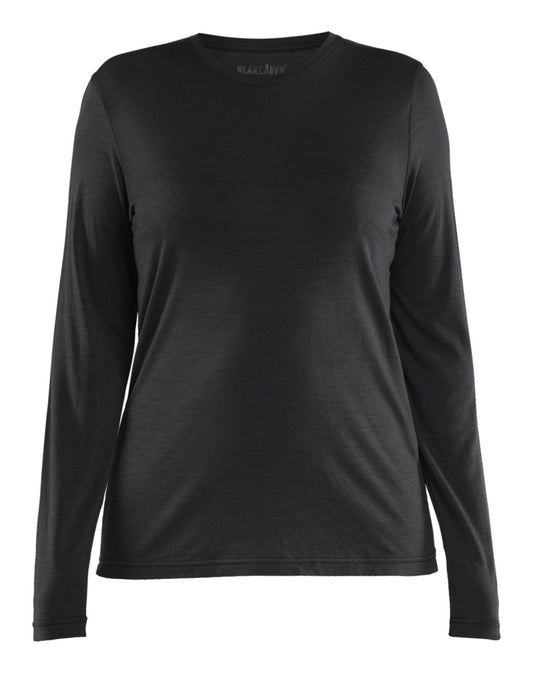 Blaklader Dames T-shirt 35391743 lange mouwen merinowol zwart(9900)