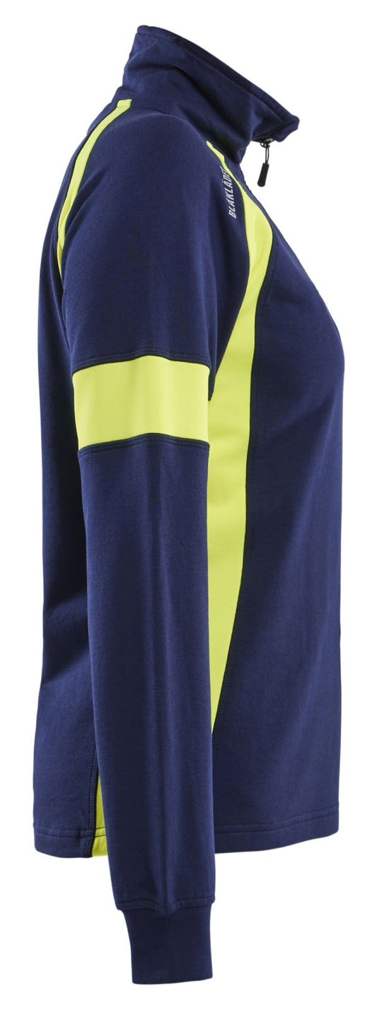 Blaklader Profiel Visible Dames Sweatshirt 35661158 HiVis marineblauw-fluo geel(8933)