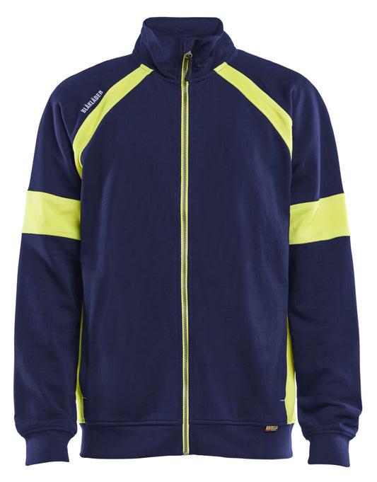 Blaklader Profiel Visible Sweatshirt 35671158 rits marineblauw-fluo geel(8933)