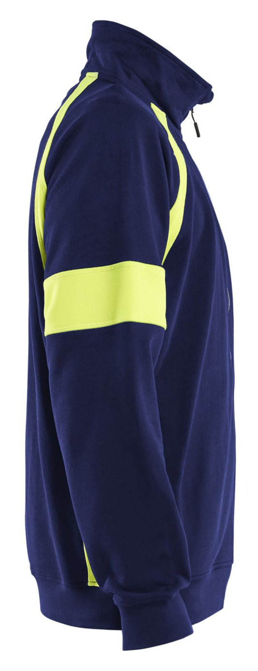 Blaklader Profiel Visible Sweatshirt 35671158 rits marineblauw-fluo geel(8933)