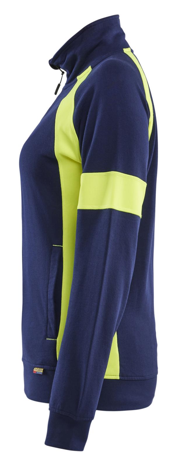 Blaklader Profiel Visible Dames Sweatshirt 35681158 rits marineblauw-fluo geel(8933)