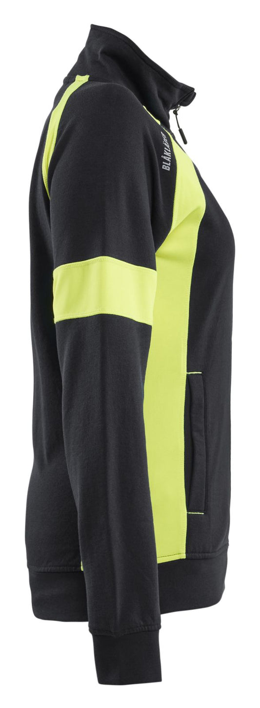 Blaklader Profiel Visible Dames Sweatshirt 35681158 rits zwart-fluo geel(9933)