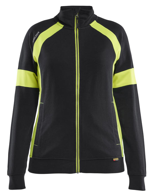 Blaklader Profiel Visible Dames Sweatshirt 35681158 rits zwart-fluo geel(9933)