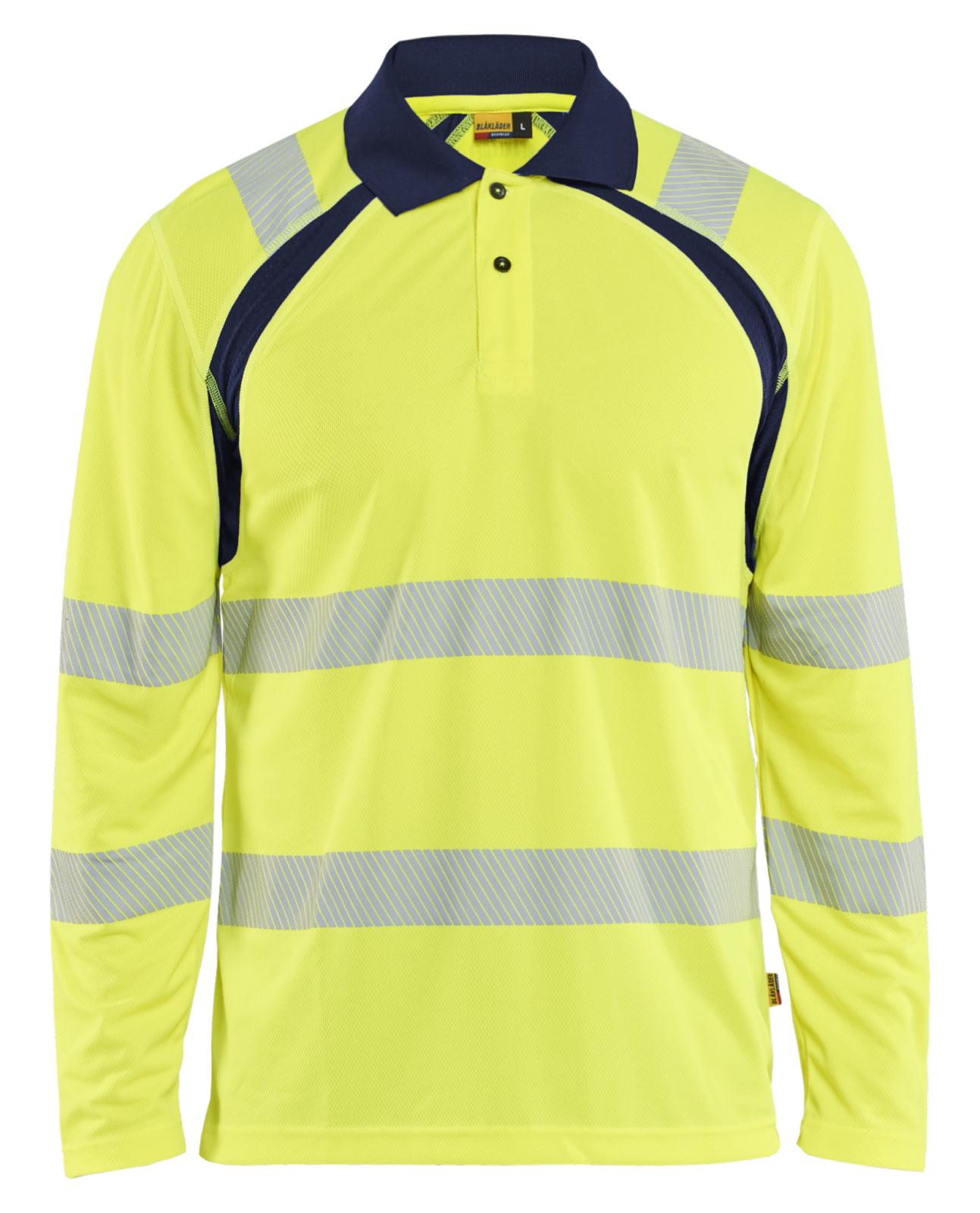 Blaklader High Vis Poloshirt 35981013 UV lange mouwen HiVis fluo geel-marineblauw(3389)