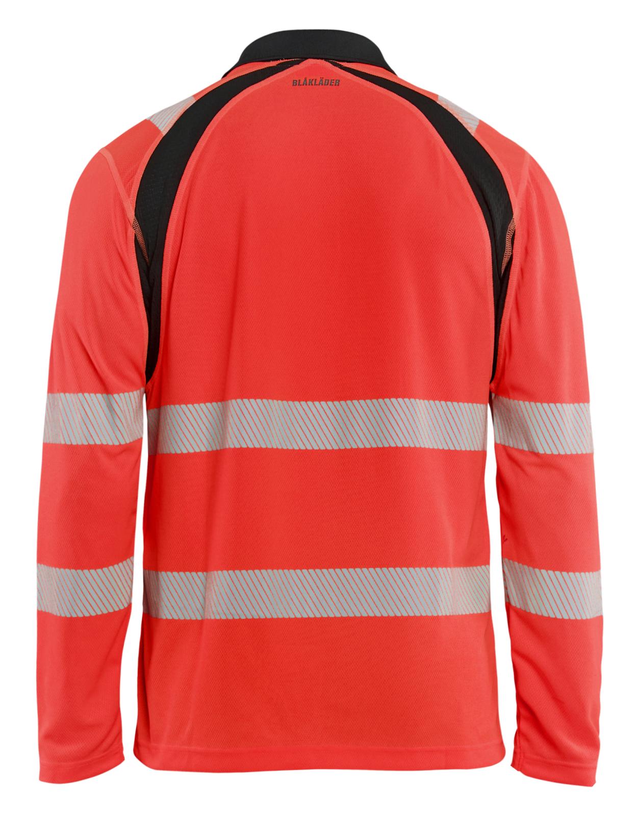 Blaklader High Vis Poloshirt 35981013 UV lange mouwen HiVis fluo rood-zwart(5599)