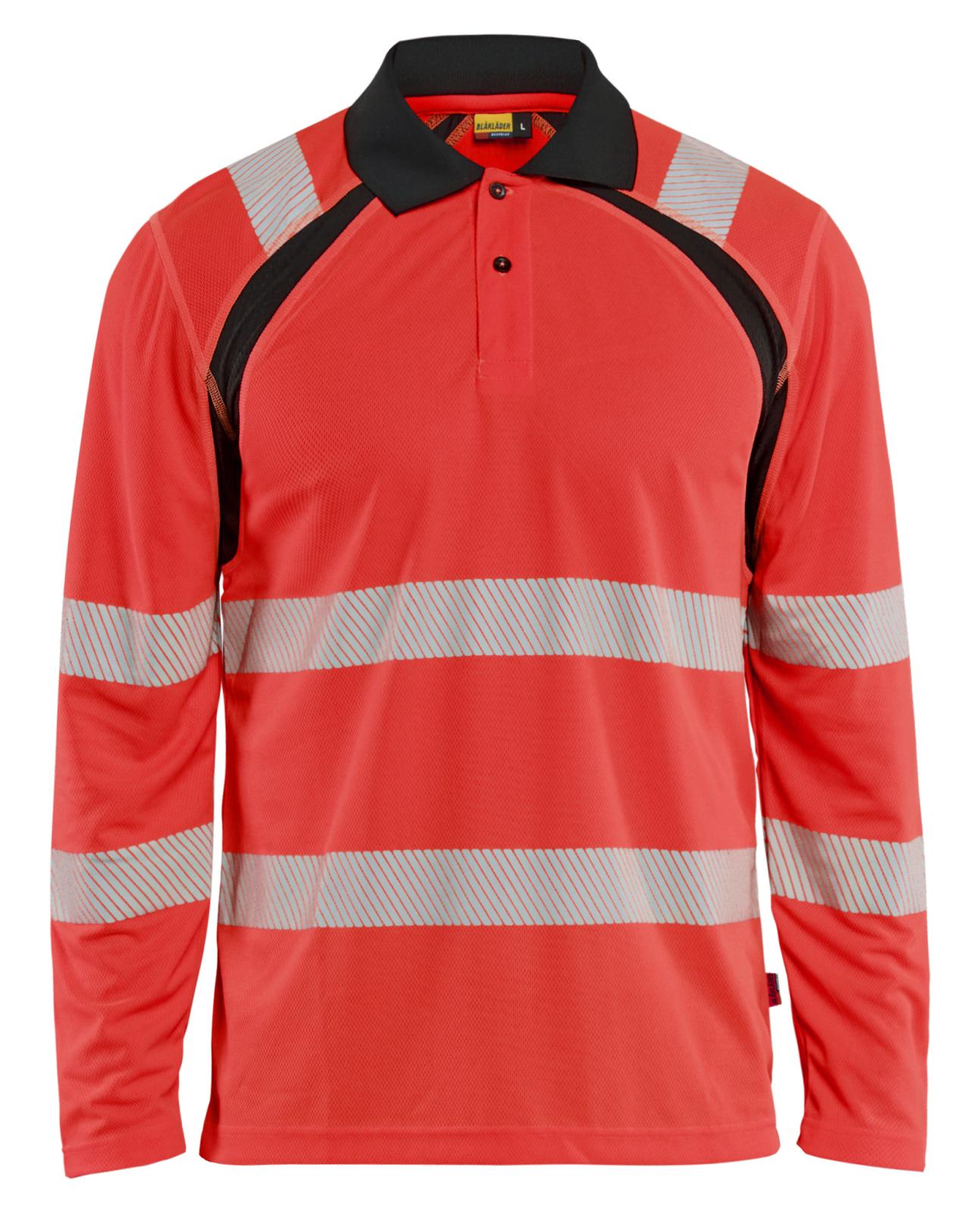 Blaklader High Vis Poloshirt 35981013 UV lange mouwen HiVis fluo rood-zwart(5599)