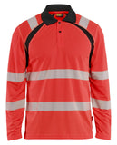 Blaklader High Vis Poloshirt 35981013 UV lange mouwen HiVis fluo rood-zwart(5599)