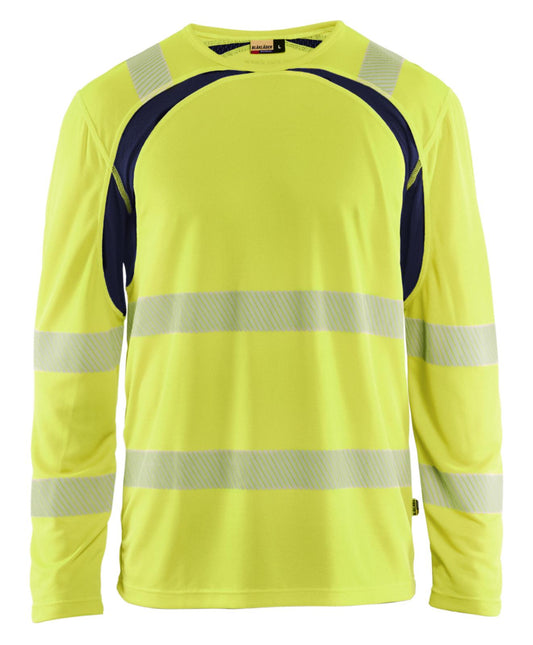 Blaklader High Vis T-shirts 35991013 UV longsleeve fluo geel-marineblauw(3389)
