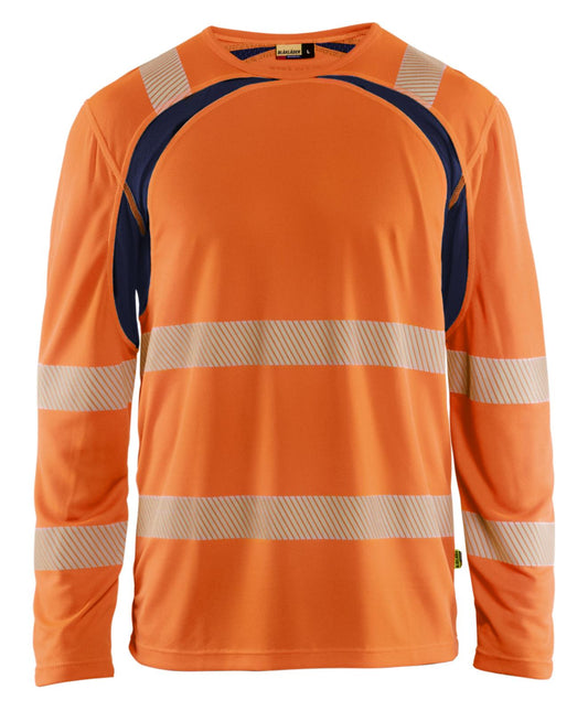 Blaklader High Vis t-shirts 35991013 UV longsleeve fluo oranje-marineblauw(5389)