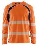 Blaklader High vis t-shirts 35991013 UV longsleeve fluo oranje-marineblauw(5389)