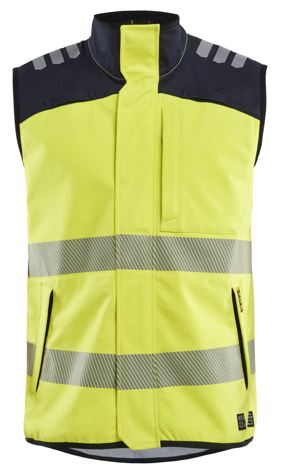 Blaklader Vlamvertragend APC 2 Multinorm Bodywarmer 38491560 softshell HiVis fluo geel-marineblauw(3389)