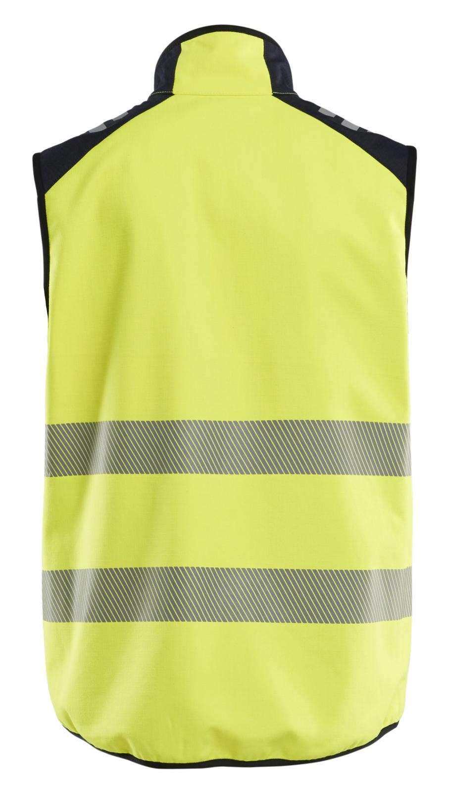 Blaklader Vlamvertragend APC 2 Multinorm Bodywarmer 38491560 softshell HiVis fluo geel-marineblauw(3389)
