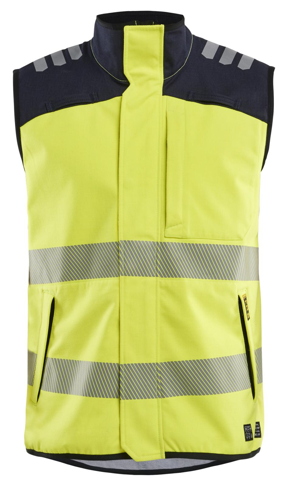 Blaklader Vlamvertragend APC 2 Multinorm Bodywarmer 38491560 softshell HiVis fluo geel-marineblauw(3389)