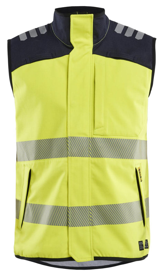 Blaklader Vlamvertragend APC 2 Multinorm Bodywarmer 38491560 softshell HiVis fluo geel-marineblauw(3389)