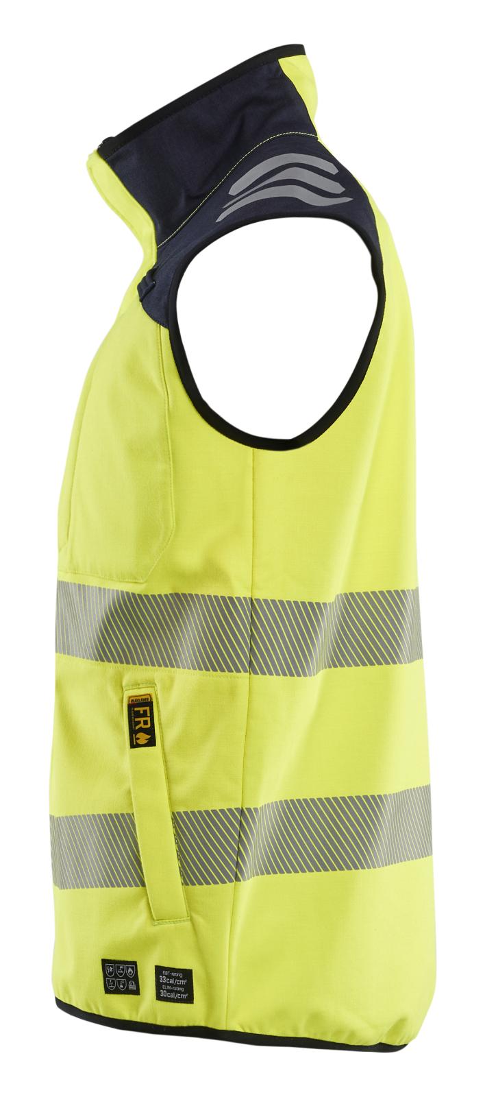 Blaklader Vlamvertragend APC 2 Multinorm Bodywarmer 38491560 softshell HiVis fluo geel-marineblauw(3389)
