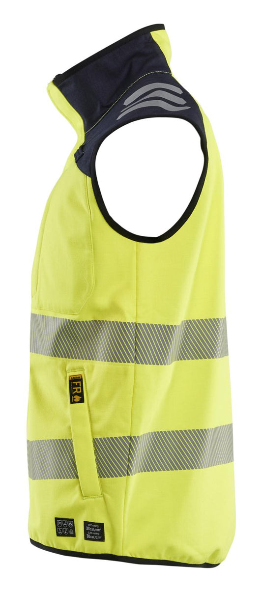 Blaklader Vlamvertragend APC 2 Multinorm Bodywarmer 38491560 softshell HiVis fluo geel-marineblauw(3389)