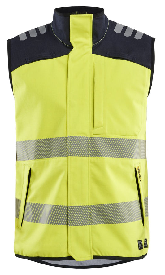 Blaklader Vlamvertragend APC 2 Multinorm Bodywarmer 38491560 softshell HiVis fluo geel-marineblauw(3389)