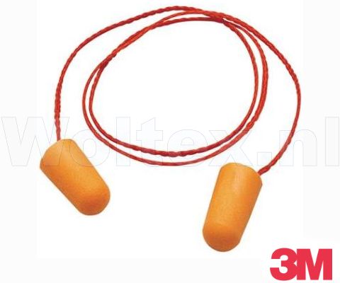 3M E-A-R Oordoppen 1110 Hypoallergeen polyurethaanschuim  Aan koordje Dispenser- 100 paar oranje