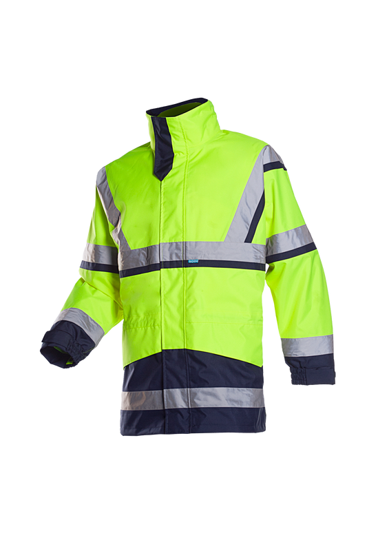 Sioen Jassen Powell regen HiVis fluo geel-marineblauw