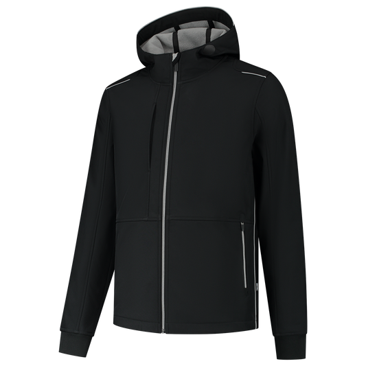Tricorp Accent Jassen 402705 softshell capuchon winddicht bicolor unisex zwart-grijs(blackgrey)