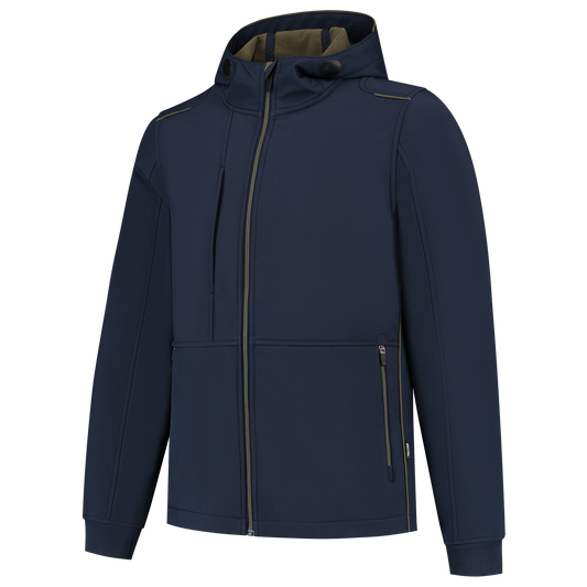 Tricorp Accent Jassen 402705 softshell capuchon winddicht bicolor unisex inktblauw-legergroen(inkarmy)