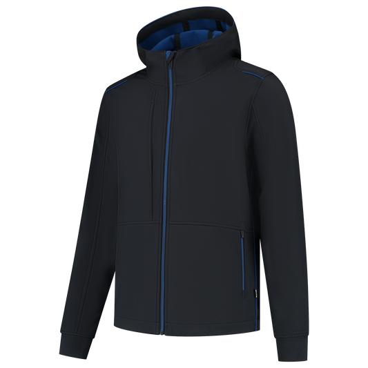 Tricorp Accent Jassen 402705 softshell capuchon winddicht bicolor unisex marineblauw-koningsblauw(navyroyalblue)