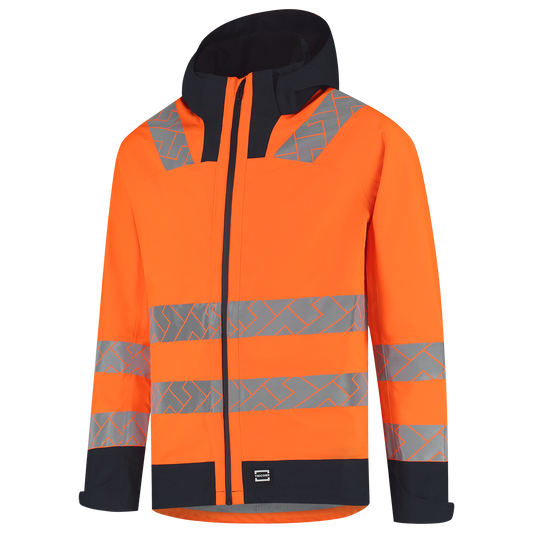 Tricorp Workwear High Vis Redefined Regenjas 406108 Techshell HiVis fluo oranje-inktblauw(fluororangeink)
