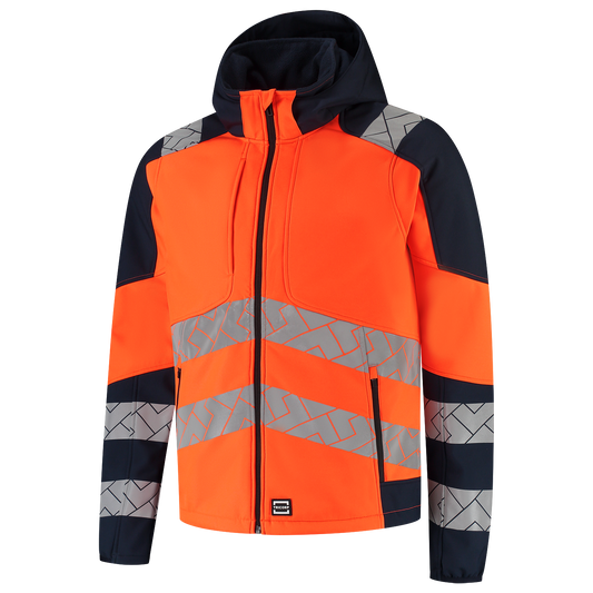 Tricorp Workwear High Vis Redefined Jassen 406109 Softshell Capuchon HiVis fluo oranje-inktblauw(fluororangeink)