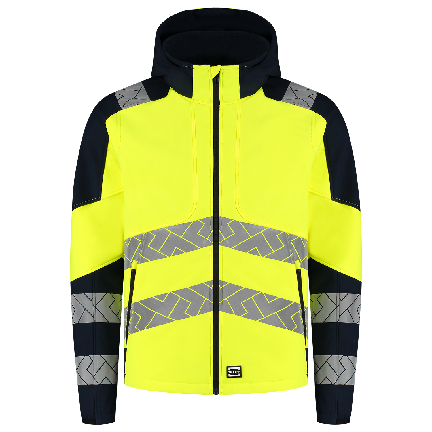 Tricorp Workwear High Vis Redefined Jassen 406109 Softshell Capuchon HiVis fluo geel-inktblauw(fluoryellowink)