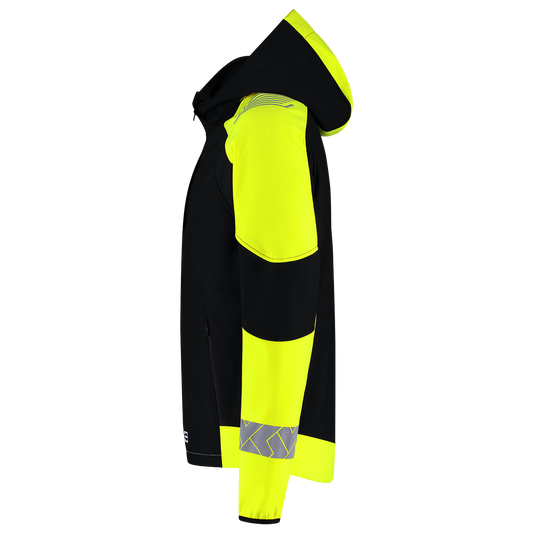 Tricorp Workwear Reflective Redefined Jassen 406111 Softshell Capuchon HiVis zwart-fluo geel(blackfluoryellow)