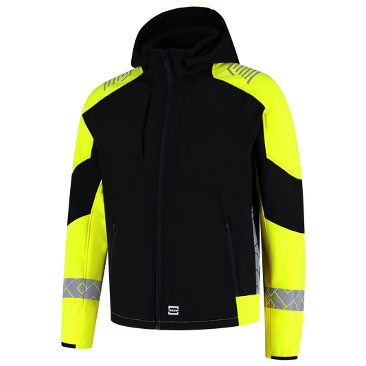 Tricorp Workwear Reflective Redefined Jassen 406111 Softshell Capuchon HiVis zwart-fluo geel(blackfluoryellow)