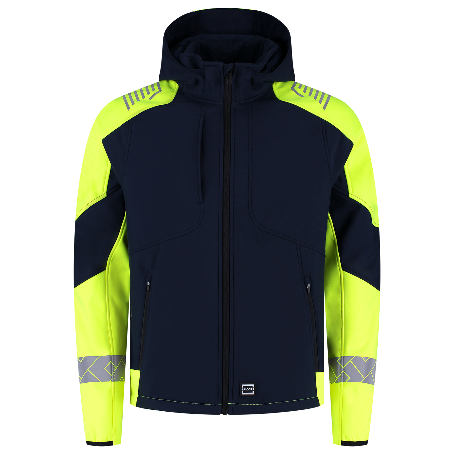 Tricorp Workwear Reflective Redefined Jassen 406111 Softshell Capuchon HiVis inktblauw-fluo geel(inkfluoryellow)