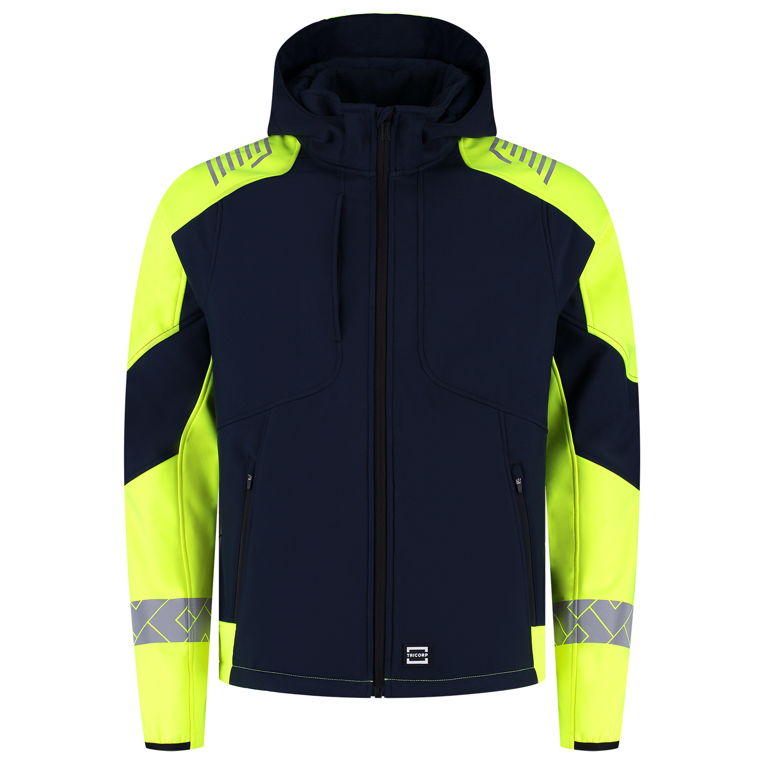 Tricorp Workwear Reflective Redefined Jassen 406111 Softshell Capuchon HiVis inktblauw-fluo geel(inkfluoryellow)