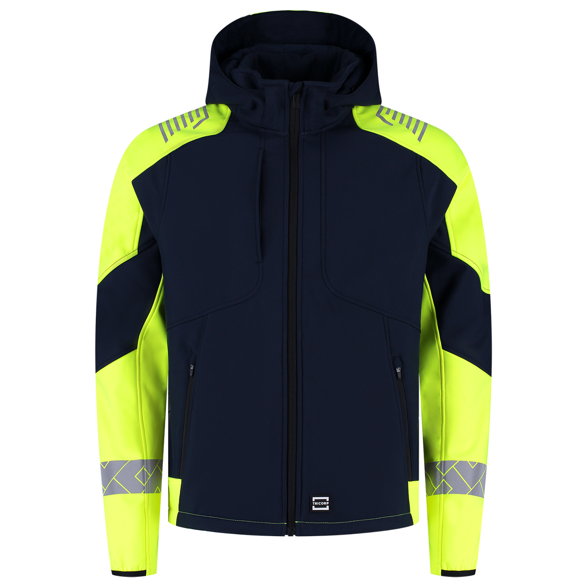 Tricorp Workwear Reflective Redefined Jassen 406111 Softshell Capuchon HiVis inktblauw-fluo geel(inkfluoryellow)