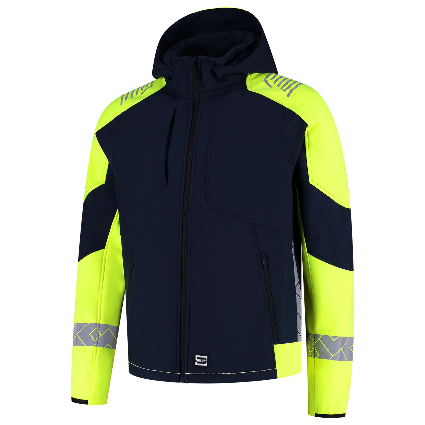 Tricorp Workwear Reflective Redefined Jassen 406111 Softshell Capuchon HiVis inktblauw-fluo geel(inkfluoryellow)