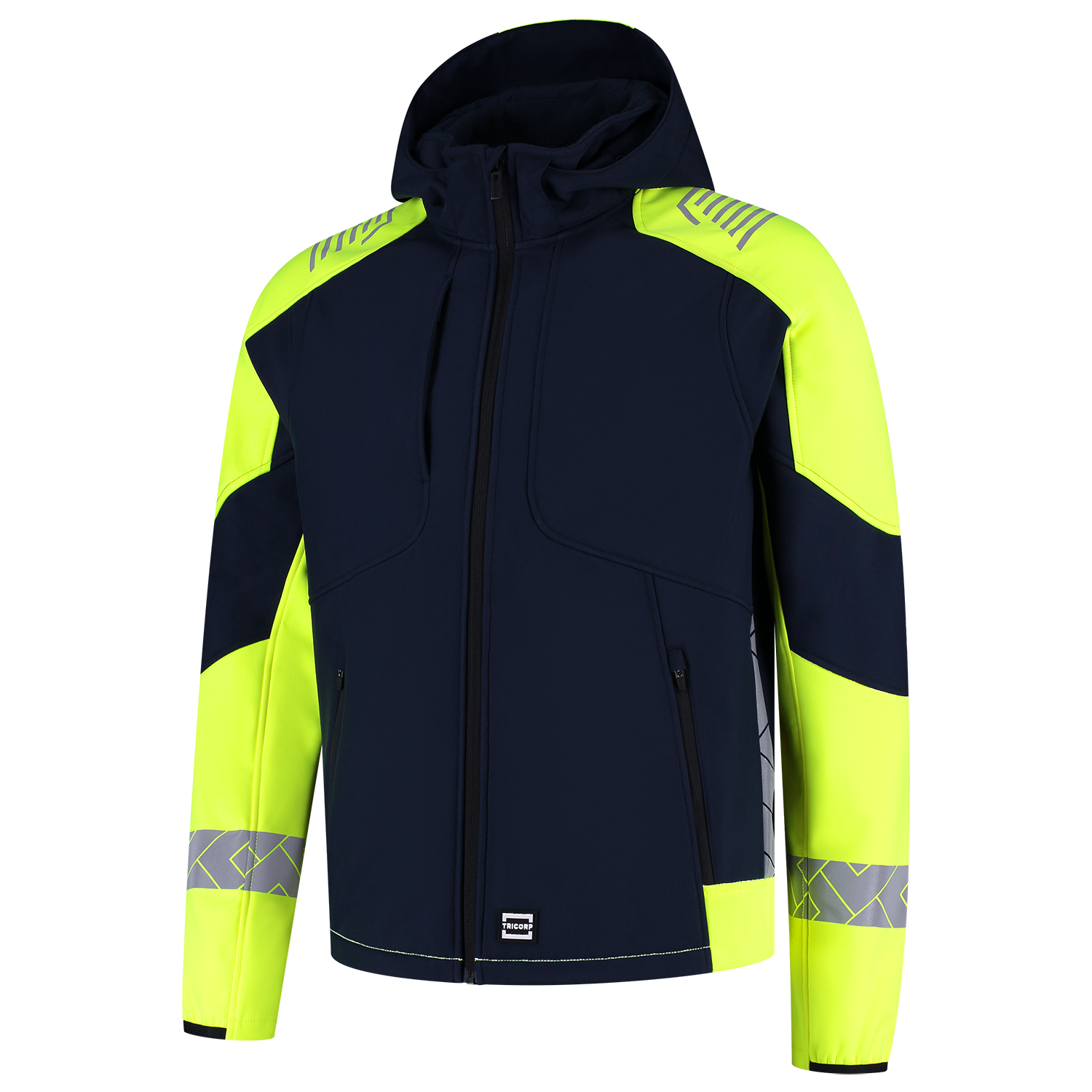 Tricorp Workwear Reflective Redefined Jassen 406111 Softshell Capuchon HiVis inktblauw-fluo geel(inkfluoryellow)