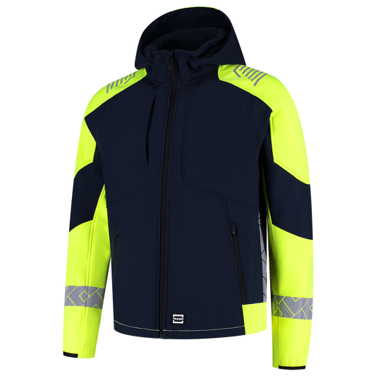 Tricorp Workwear Reflective Redefined Jassen 406111 Softshell Capuchon HiVis inktblauw-fluo geel(inkfluoryellow)