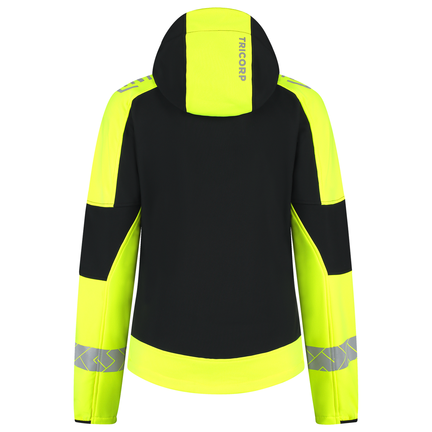 Tricorp Workwear Reflective Redefined Jassen 406115 Softshell Capuchon Dames HiVis zwart-fluo geel(blackfluoryellow)
