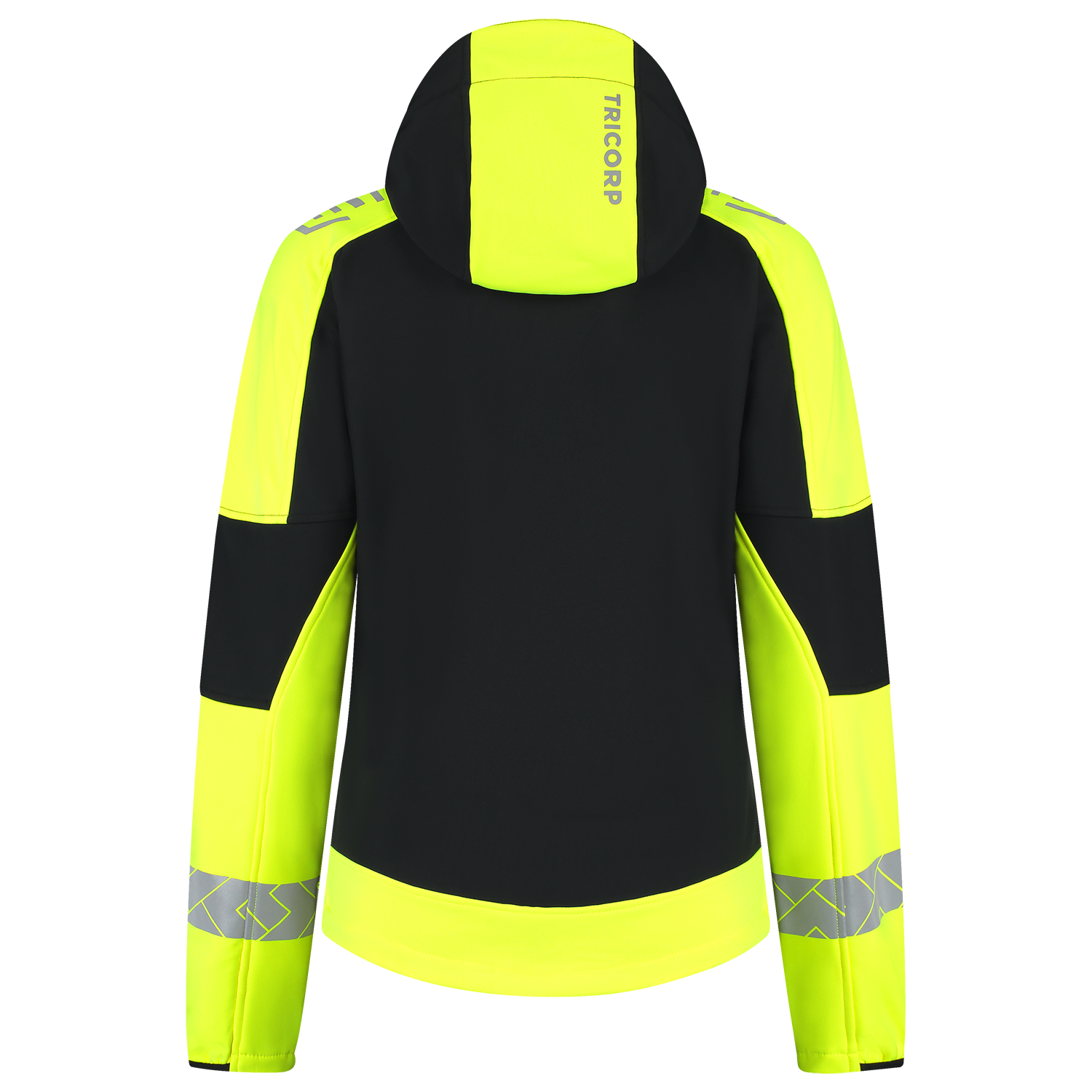 Tricorp Workwear Reflective Redefined Jassen 406115 Softshell Capuchon Dames HiVis zwart-fluo geel(blackfluoryellow)