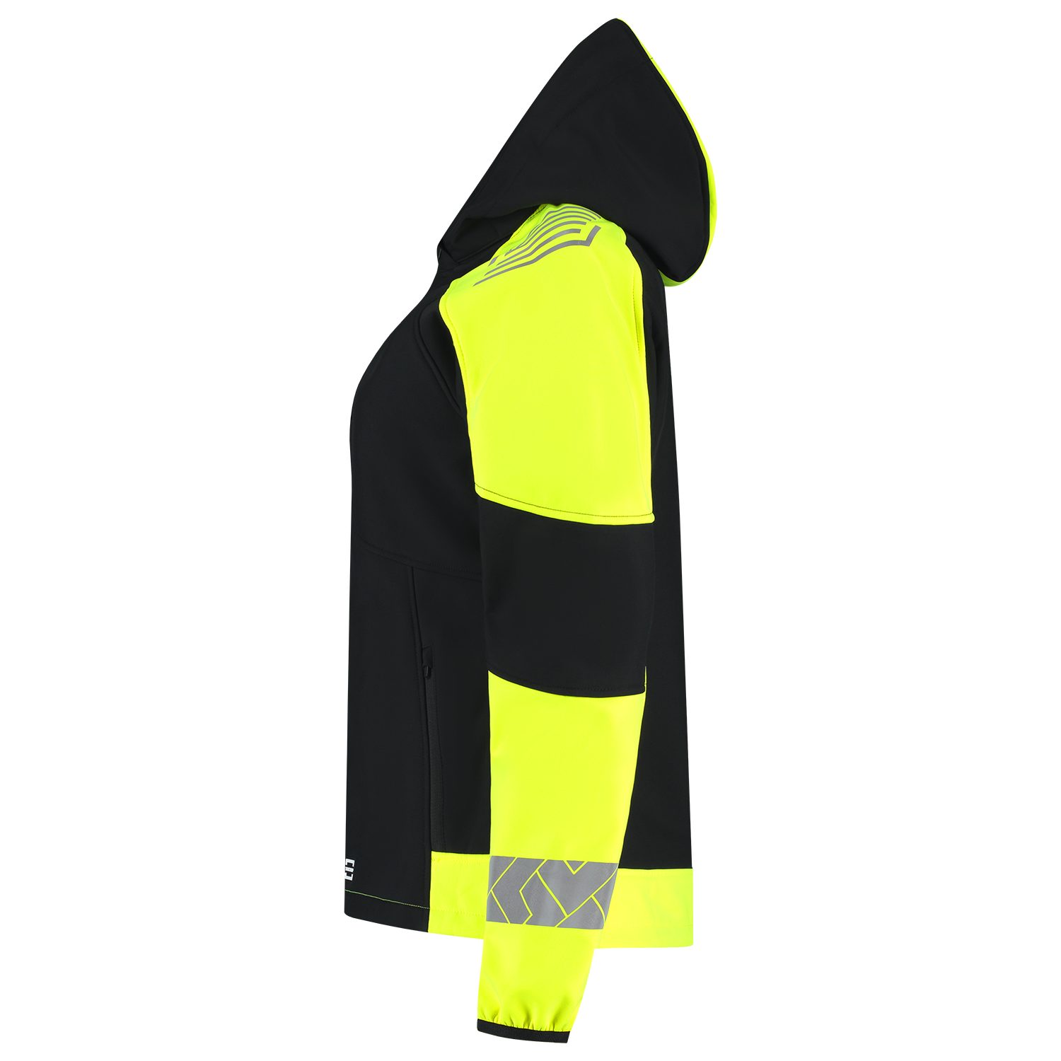 Tricorp Workwear Reflective Redefined Jassen 406115 Softshell Capuchon Dames HiVis zwart-fluo geel(blackfluoryellow)