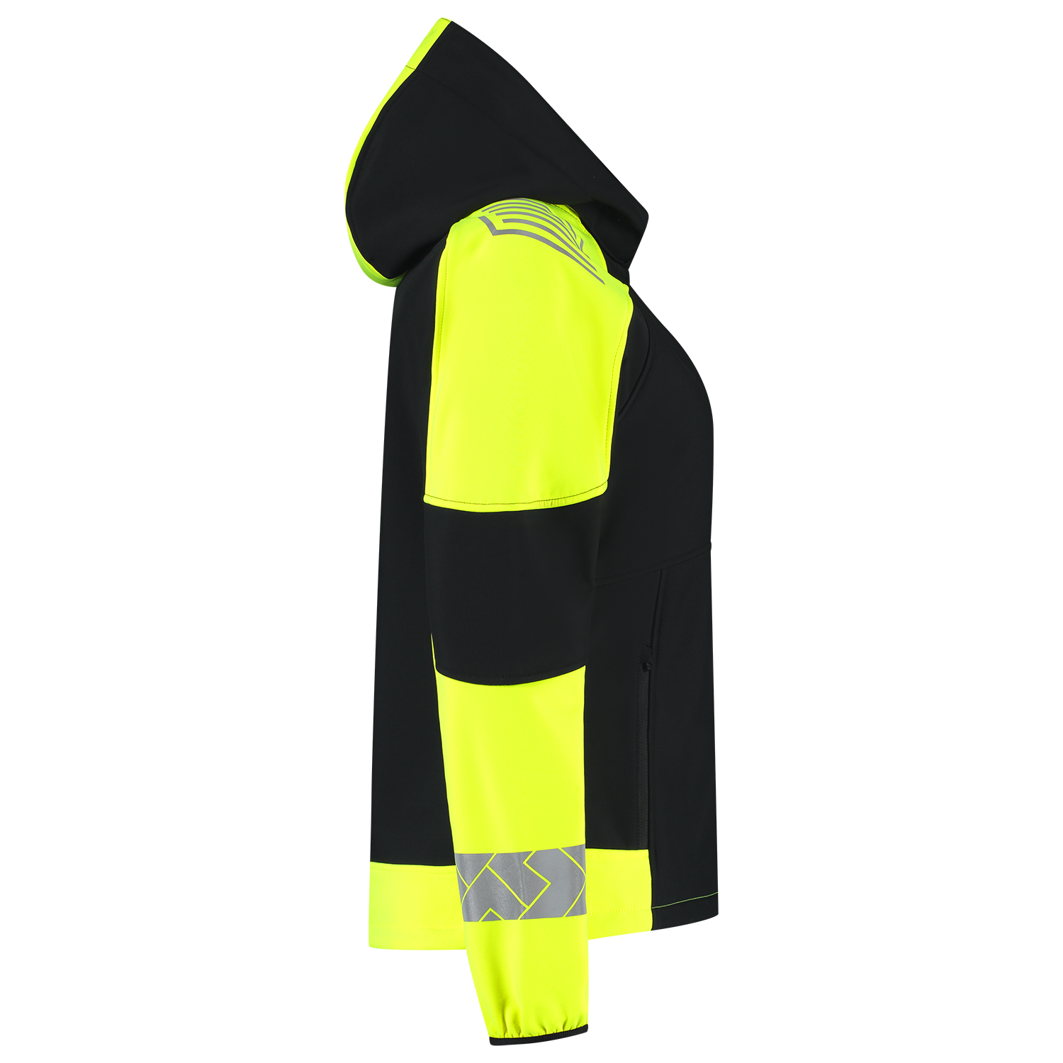 Tricorp Workwear Reflective Redefined Jassen 406115 Softshell Capuchon Dames HiVis zwart-fluo geel(blackfluoryellow)