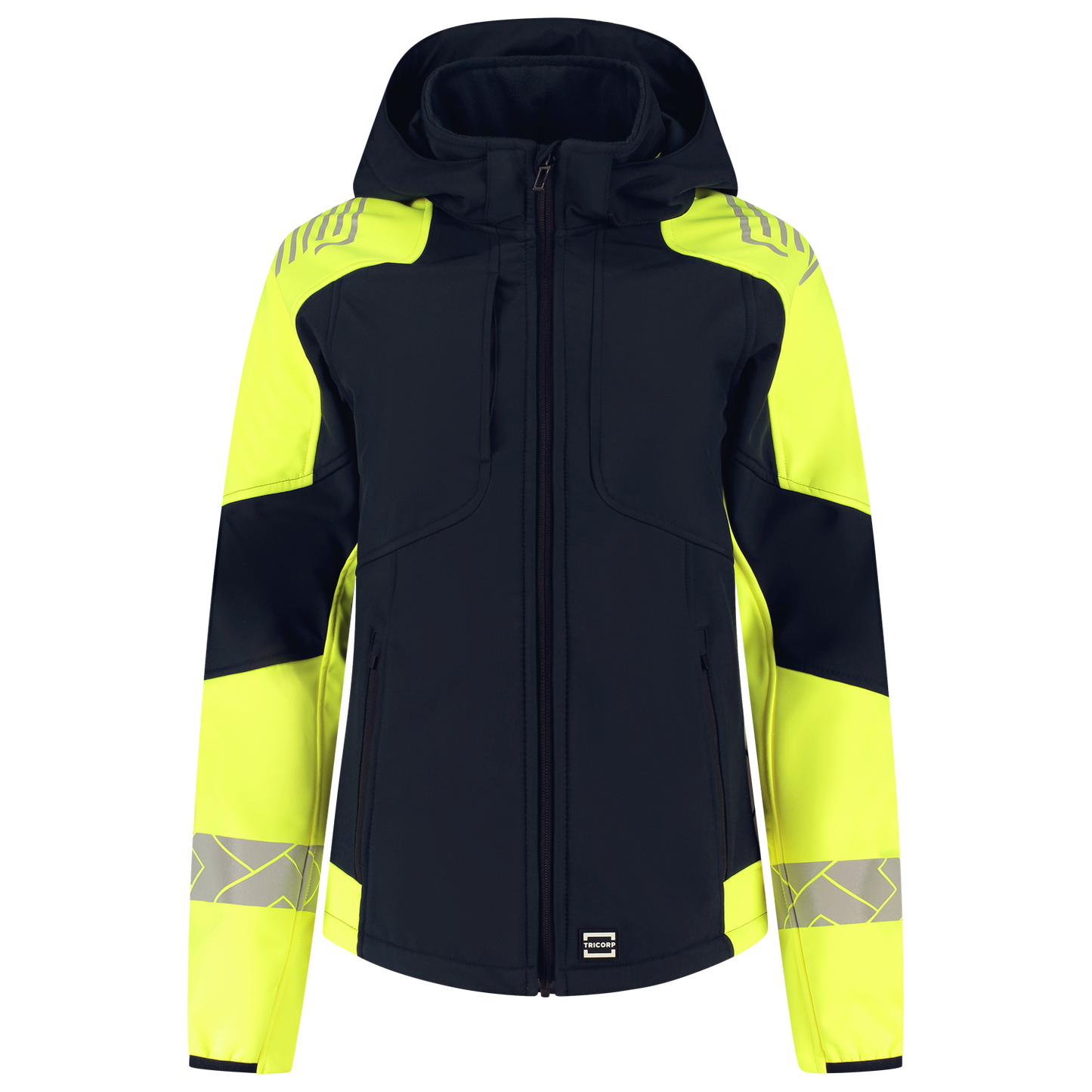 Tricorp Workwear Reflective Redefined Jassen 406115 Softshell Capuchon Dames HiVis inktblauw-fluo geel(inkfluoryellow)